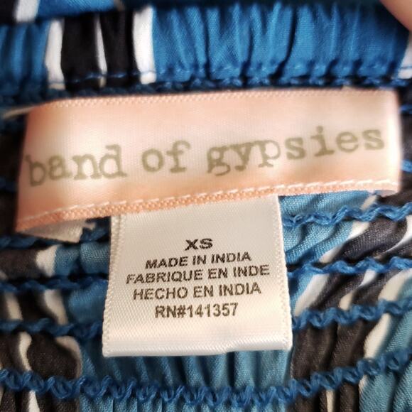 BAND OF GYPSIES Moissanite striped corset wide leg jumpsuit blue black Size XS - Picture 5 of 7